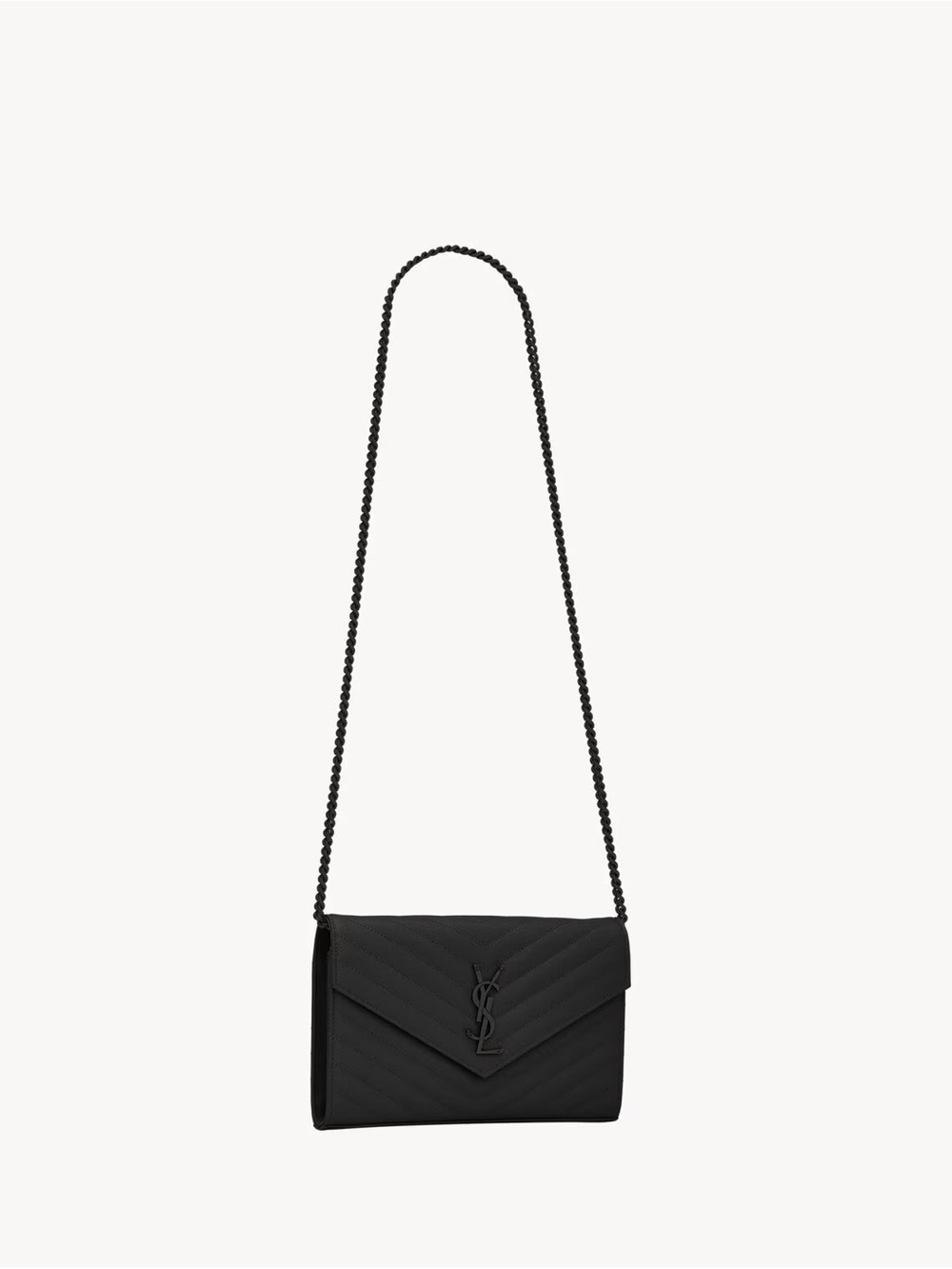 Saint Laurent Black Quilted Leather Chain Wallet all inclusions!